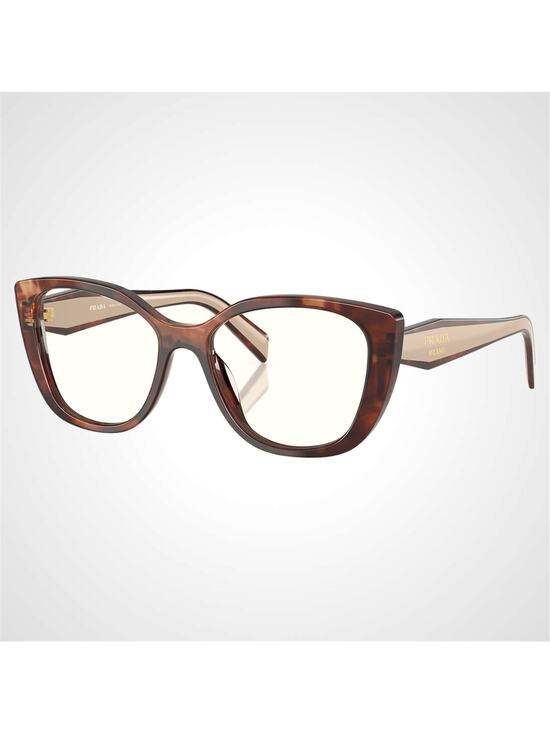 New PRADA Eyeglasses Cat Eye Brown Tortoise Gold 51-17-140 Womens